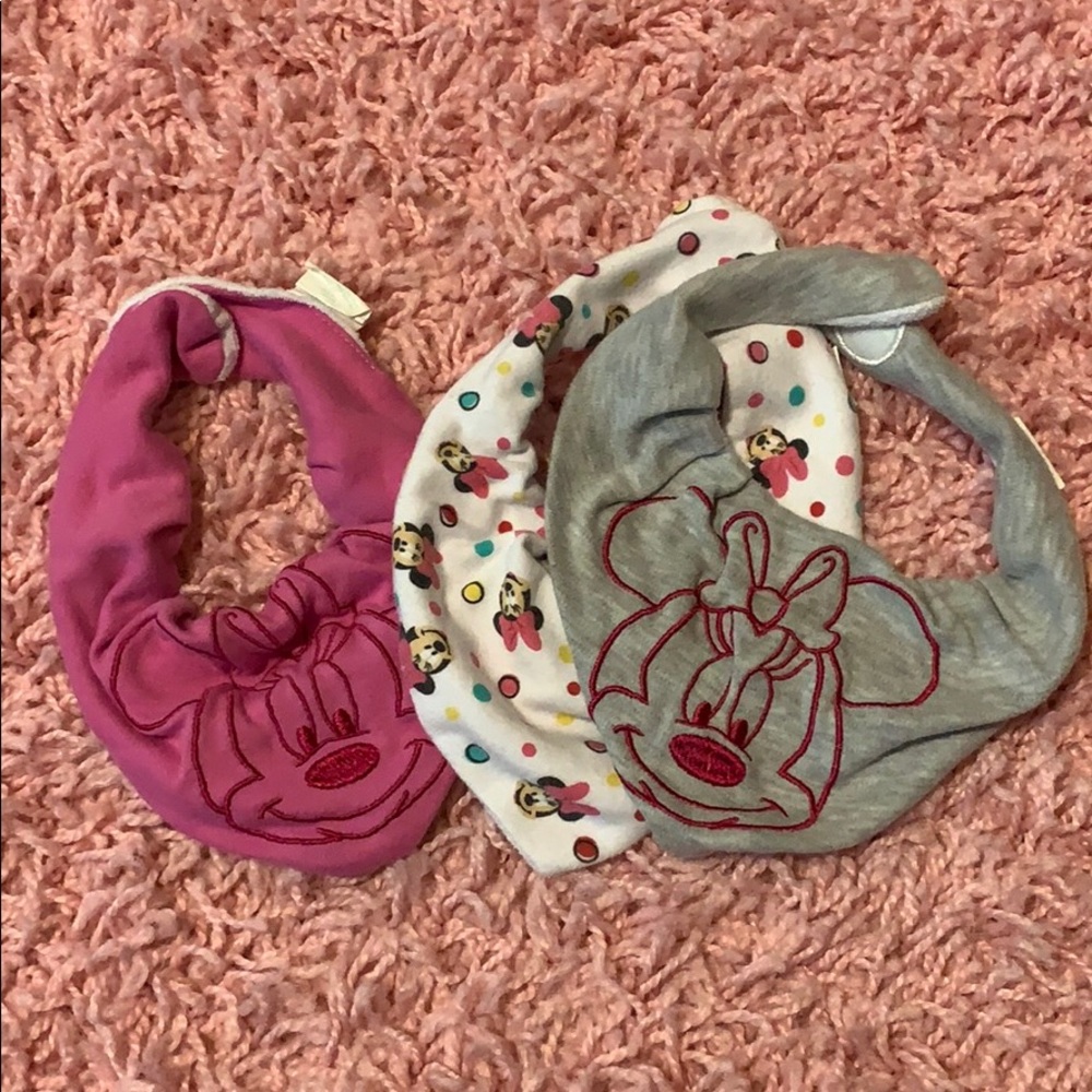 Set of 3 Minnie Mouse bandana bibs
